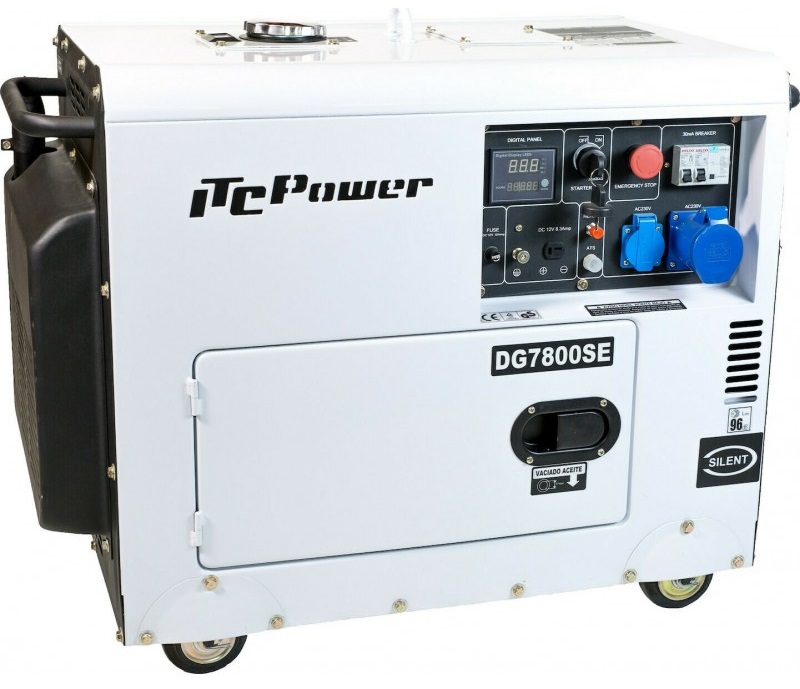 Генератор дизельний ITC POWER 1 фаза (230В), 6кВт, (DG7800SE 6000/6500 W - Es)